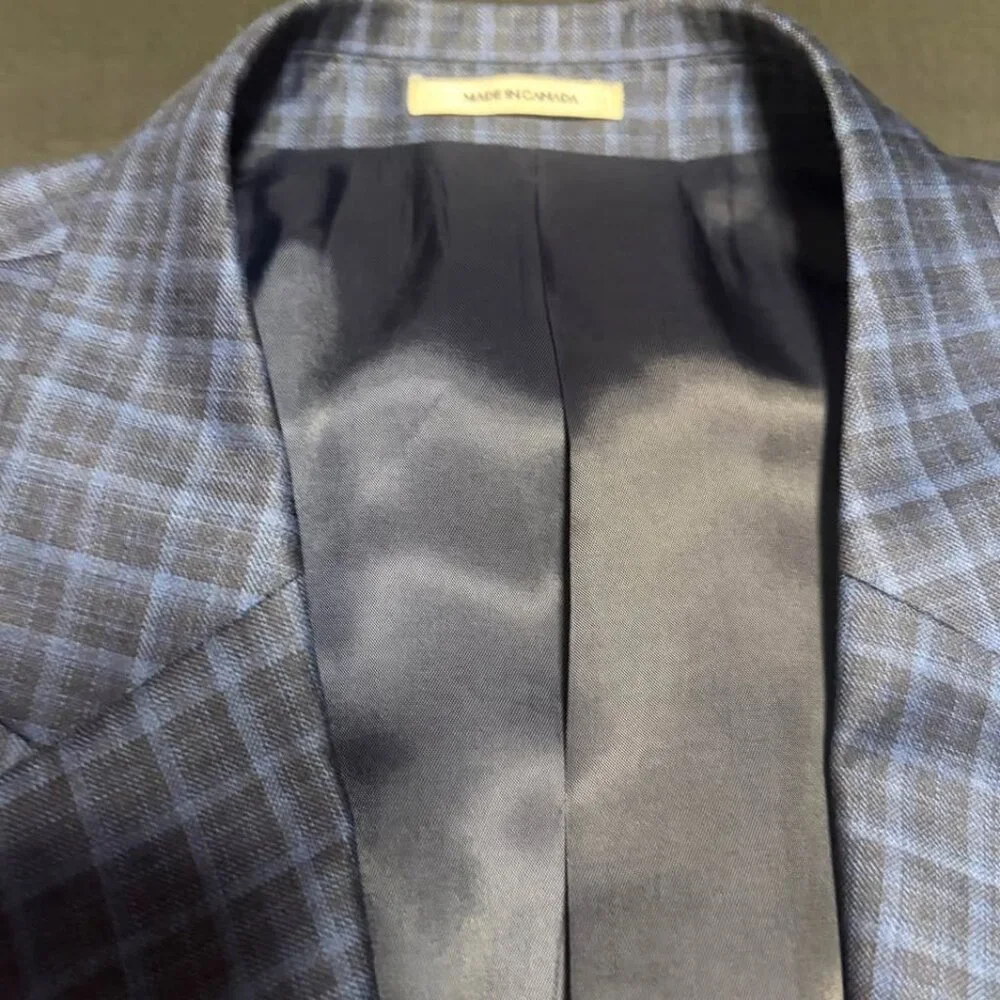 Tailored 46R Peter Millar Blue Plaid‎ 100% Wool Men's Sports Coat EUC RV: $798